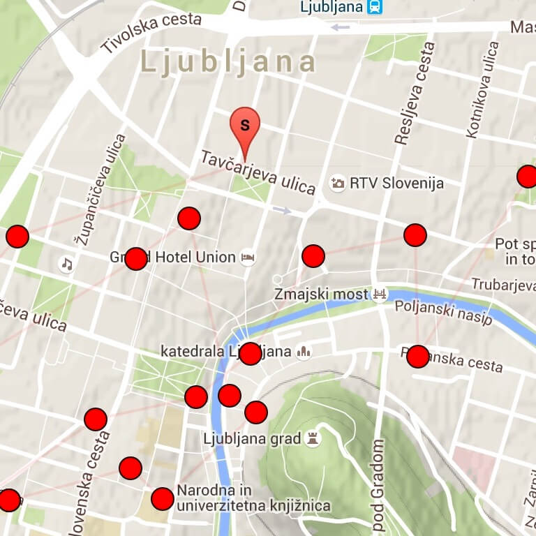 map of Ljubljana created by the bot